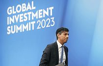 Prime Minister Rishi Sunak at the Global Investment Summit, at Hampton Court Palace. Nov. 27, 2023.