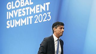 Prime Minister Rishi Sunak at the Global Investment Summit, at Hampton Court Palace. Nov. 27, 2023.