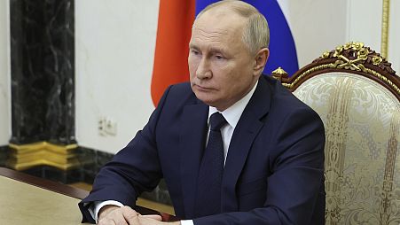 El presidente ruso Vladimir Putin preside una reunión del Consejo de Seguridad en Moscú, Rusia, el viernes 24 de noviembre de 2023\. 