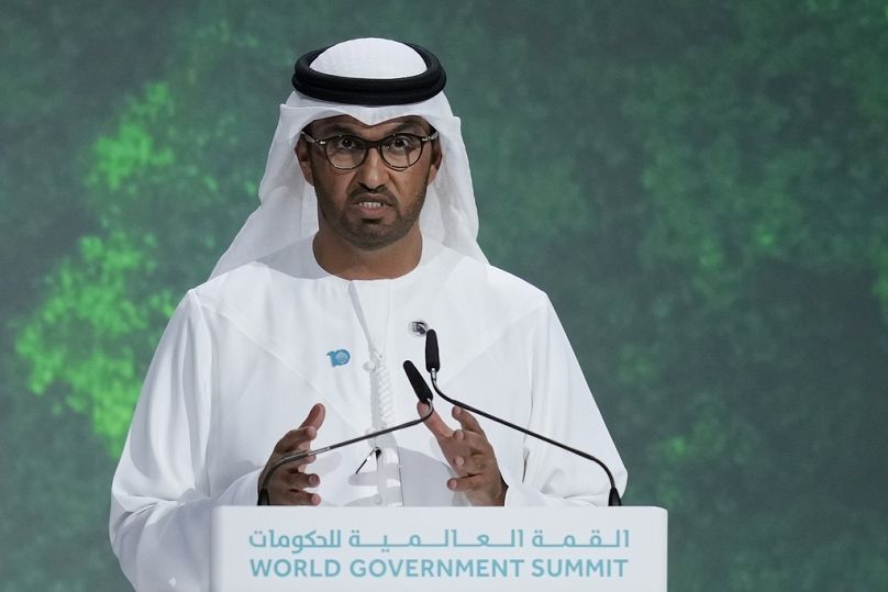 ltan al-Jaber, PDG d'ADNOC et président de la COP28, lors du sommet mondial des gouvernements à Dubaï, aux Émirats arabes unis, en février