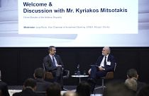 Ο Κυριάκος Μητσοτάκης μιλάει στο συνέδριο της Morgan Stanley και του Χρηματιστηρίου Αθηνών, στο Λονδίνο 