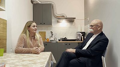 Wladyslaw Grochowski with Kateryna Darynska, a Ukrainian refugee 