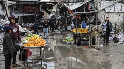 أكشاك لبيع الفواكه في قطاع غزة 
