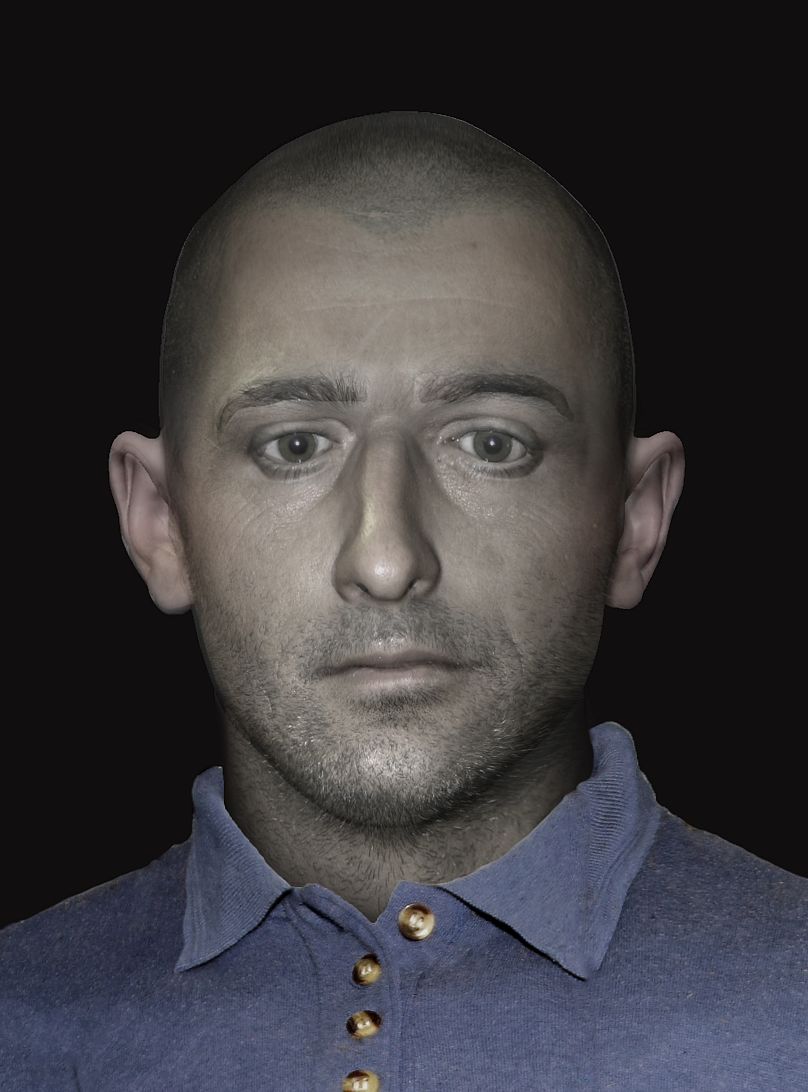 A facial reconstruction of what the man looked like.