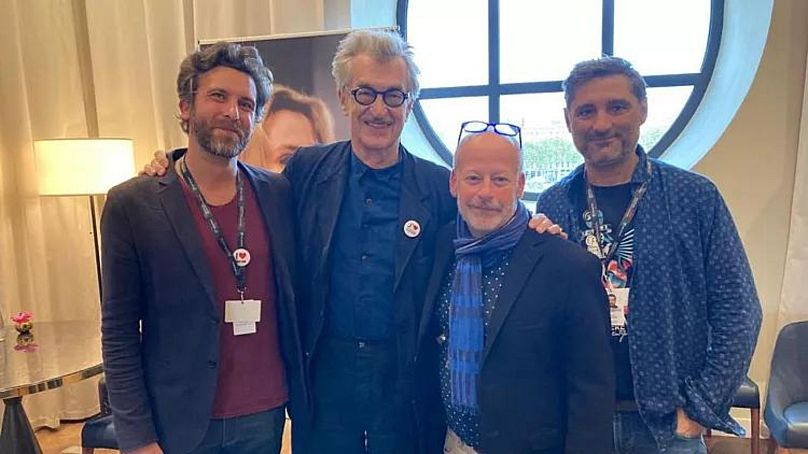 Wim Wenders (second from left) with the Euronews Culture team - October 2023