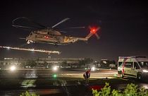 Вертолет с освобожденными заложниками приземляется в больнице "Шеба" в Рамат-Гане