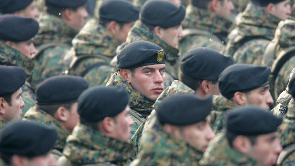 Soldiers at a ceremony.