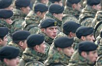 Soldiers at a ceremony.