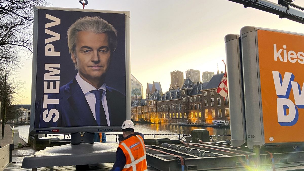 Végül győzött: Geert Wilders választási plakátja Hágában