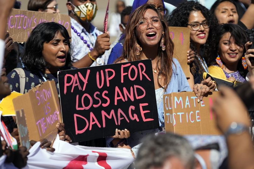 Fridays for Future protest calling for money for climate action at COP27 in Sharm el-Sheikh, November 2022
