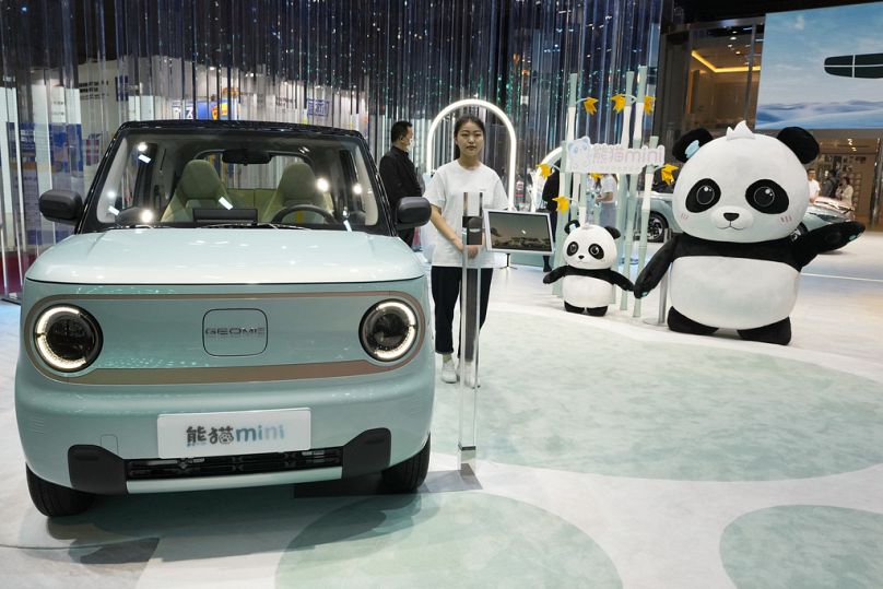 The electric Panda mini from Chinese automaker Geely is displayed during the Auto Shanghai 2023 show in Shanghai, April 2023