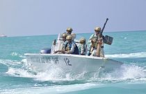 Somalische Seepolizei (PMPF) patrouilliert im Golf von Aden vor der Küste des halbautonomen Staates Puntland. 26. November 2023. 