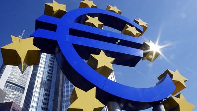  Euro sign is photographed in front of the European Central Bank in Frankfurt, Germany