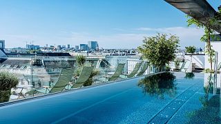 The rooftop pool at the Grand Ferdinand, Vienna