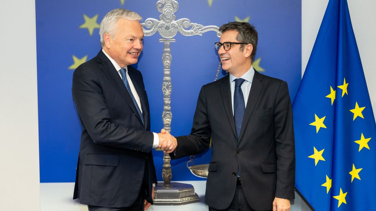 Reynders y Bolaños durante su encuentro en Bruselas.