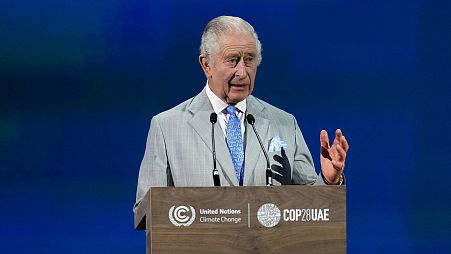 King Charles III speaks during an opening ceremony at COP28. 