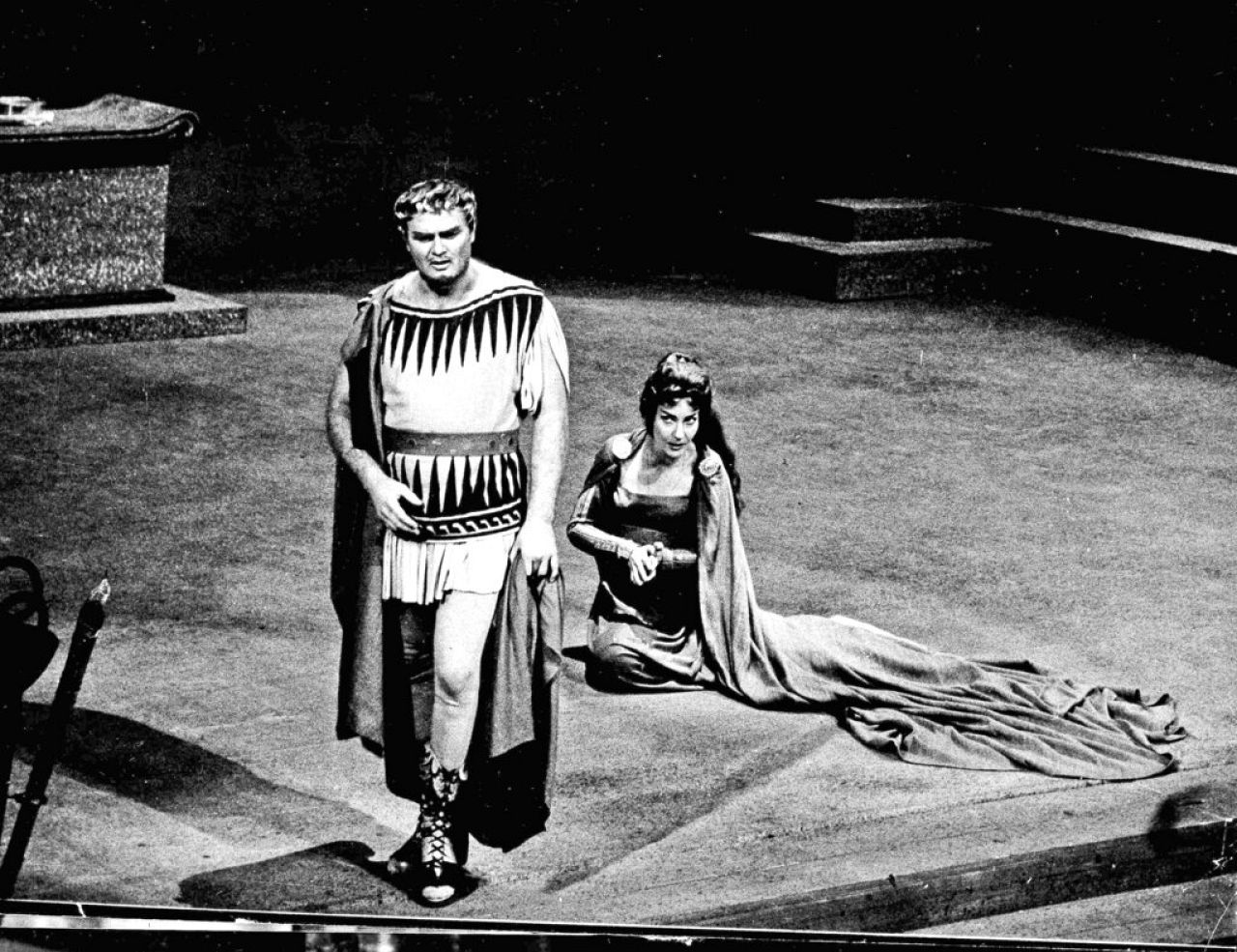 Famous soprano Maria Callas is shown during rehearsal for Cherubini's "Medea" with Canadian tenor Jon Vickers at La Scala, Milan, Dec. 11, 1961.