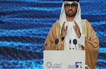 Sultan Ahmed al-Jaber, CEO of ADNOC, speaks at the opening ceremony of the Abu Dhabi International Petroleum Exhibition & Conference, UAE, November 2019.