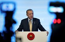 Recep Tayyip Erdogan at the Committee for Economic and Commercial Cooperation of the Organization of the Islamic Cooperation in Istanbul, Turkey. Dec. 4, 2023.