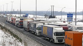 Kamionsor a lengyel-ukrán határon