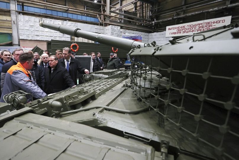 Dmitry Medvedev visits the Omsk Transport Engineering Plant (JSC Omsktransmash) in Omsk, February 2023