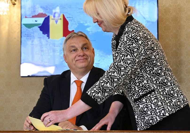 Hungary's PM Viktor Orban during the signing of an energy agreement between the governments of Azerbaijan, Georgia, Romania and Hungary in Bucharest, December 2022
