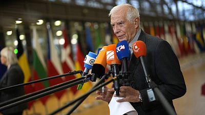 European Union foreign policy chief Josep Borrell at a meeting of EU foreign and defense ministers at the European Council building in Brussels, Nov. 14, 2023. 