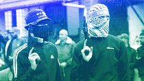 Боевики ХАМАС на похоронах 18-летнего Моаза Захрана в лагере Фара, Западный берег реки Иордан, декабрь 2023 г.