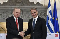 Le président turc Recep Tayyip Erdogan et le Premier ministre grec Kyriakos Mitsotakis, en 2023.