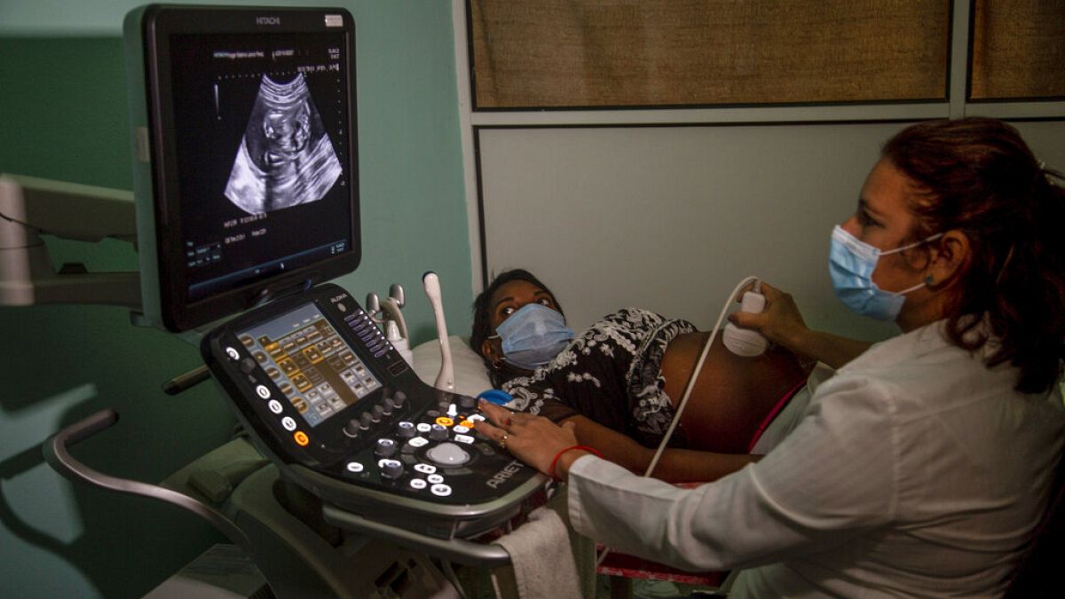 Hamile bir kadını ultrasona ile inceleyen bir doktor (arşiv)