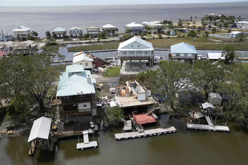 Megsemmisült lakóház az Idalia hurrikán után - Keaton Beach, Florida, 2023. augusztus 30.
