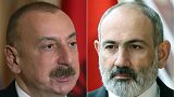 Azerbaycan Cumhurbaşkanı Aliyev (solda) ve Ermenistan Başbakanı Paşinyan (sağda)