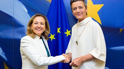 Nadia Calviño (left) and Margrethe Vestager in May