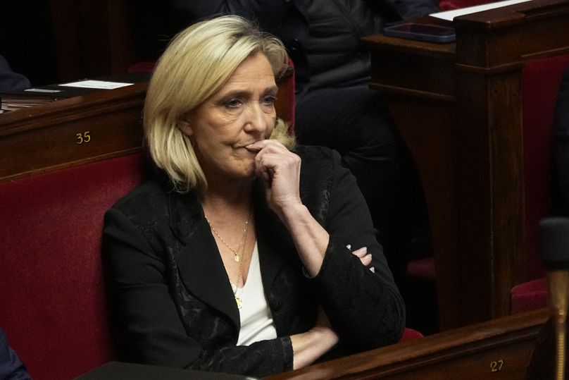 Marine Le Pen a Francia Nemzetgyűlésben 2023. december 11-én