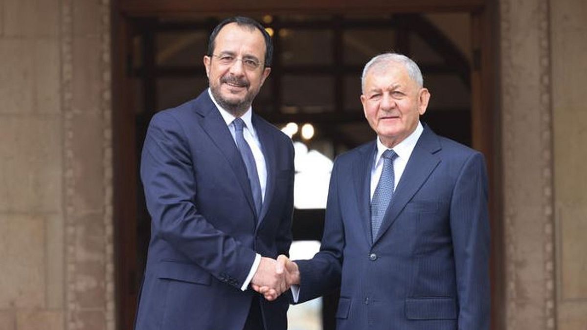 O Πρόεδρος του Ιράκ, Αμπντούλ Λατίφ Τζαμάλ Ρασίντ, και ο Πρόεδρος της Κυπριακής Δημοκρατίας, Νίκος Χριστοδουλίδης