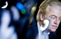 Party leader Geert Wilders (PVV) makes a statement following his meeting withCabinet formation scout Ronald Plasterk in the Hague, on November 29, 2023.