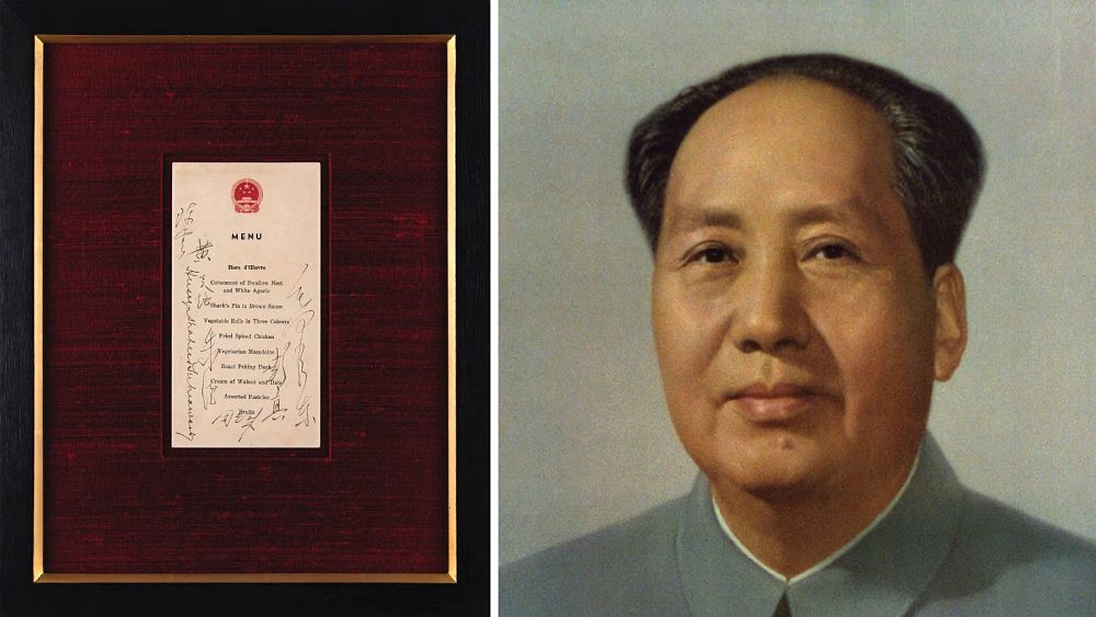 Меню, подписано от Мао Цзедун, беше продадено за четвърт милион евро на търг