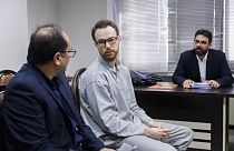 Swedish EU diplomat Johan Floderus attends a court session in Tehran on December 10, 2023.