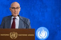 El alto comisionado de la ONU para los Derechos Humanos, Volker Türk, interviene en el evento de este lunes en la sede de la ONU en Ginebra