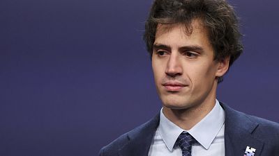 Arthur Mensch, cofounder and CEO of Mistral AI attends the UK Artificial Intelligence (AI) Safety Summit, at Bletchley Park, in Bletchley, England, Thursday, Nov. 2, 2023.