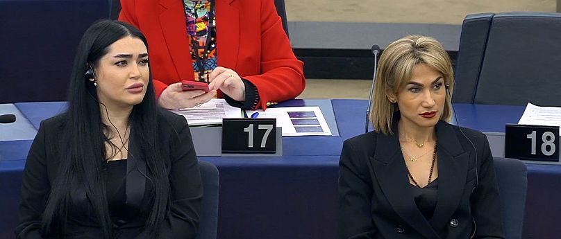 مرسده شاهین‌کار و افسون نجفی در نشست پارلمان اروپا