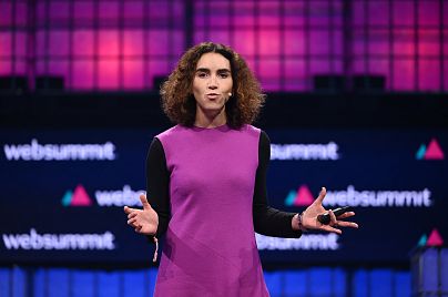14 November 2023; Joana Rafael, Sensei, on Centre Stage for Breakout Startups during day one of Web Summit 2023 at the Altice Arena in Lisbon