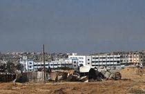 مدارس تابعة لللأونروا في بين حنون غزة، لحظات قبل تدميرها من طرف قوات الجيش الإسرائيلي. غزة 12 دجنبر 2023