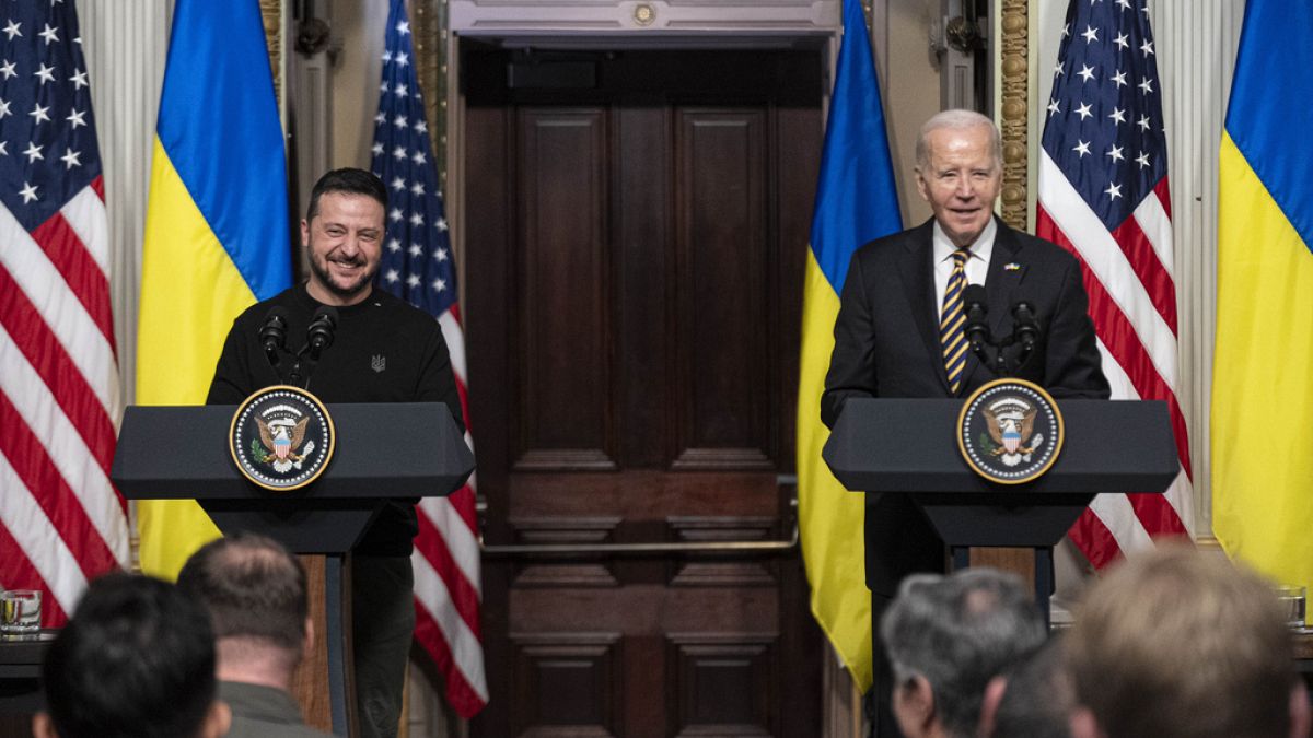 Zelenskyy e Biden em conferência conjunta na Casa Branca