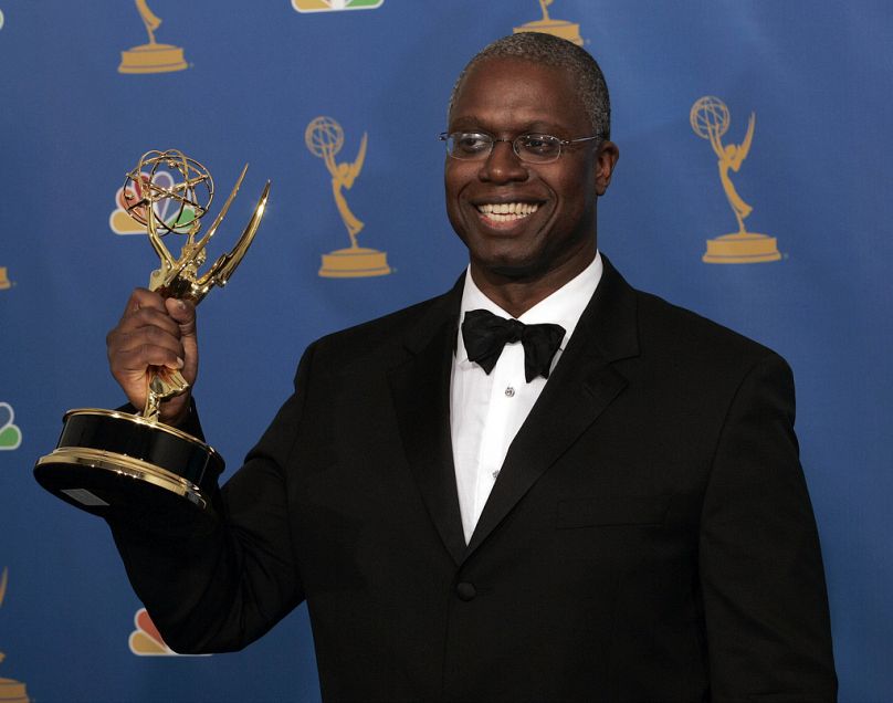 Andre Braugher holds the award for outstanding lead actor in a miniseries or a movie for his work on "Thief" at the 58th annual Primetime Emmy Awards, Aug. 27, 2006.