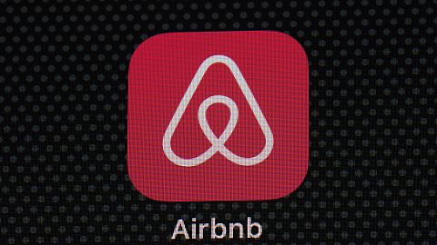 The Airbnb app icon is displayed on an iPad screen in Washington, D.C., on May 8, 2021.