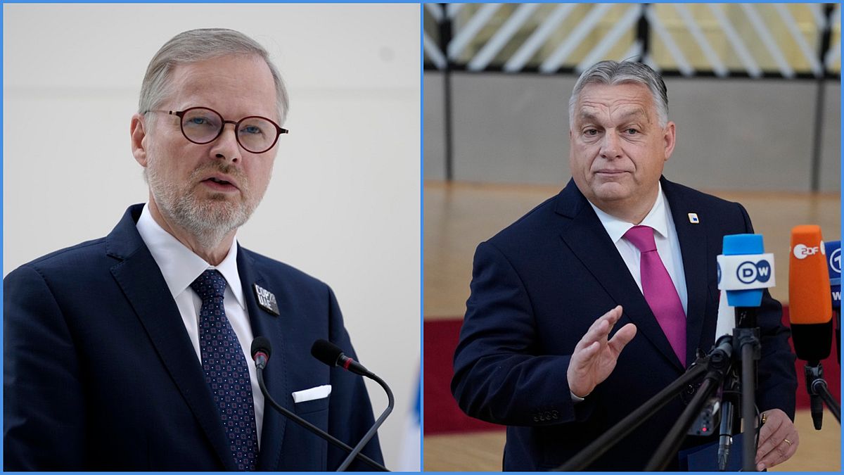 Petr Fiala cseh-, és Orbán Viktor magyar kormányfő 