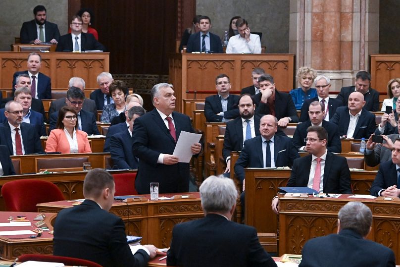 Orbán Viktor miniszterelnök felszólal a parlamentben