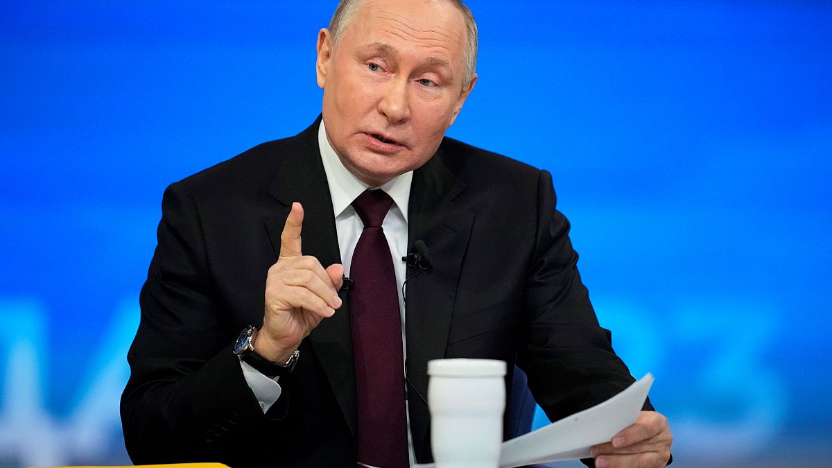 Wladmir Putin in seiner TV-Pressekonferenz am 14.12.23