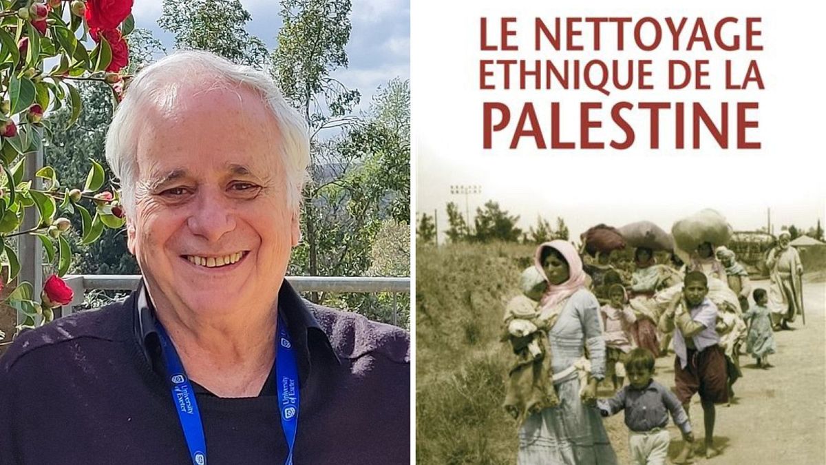 الكاتب إيان بابيه وغلاف كتابه "التطهير العرقي في فلسطين"